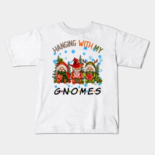 Funny Christmas Gnome Hanging With My Gnomies Family Pajamas Kids T-Shirt